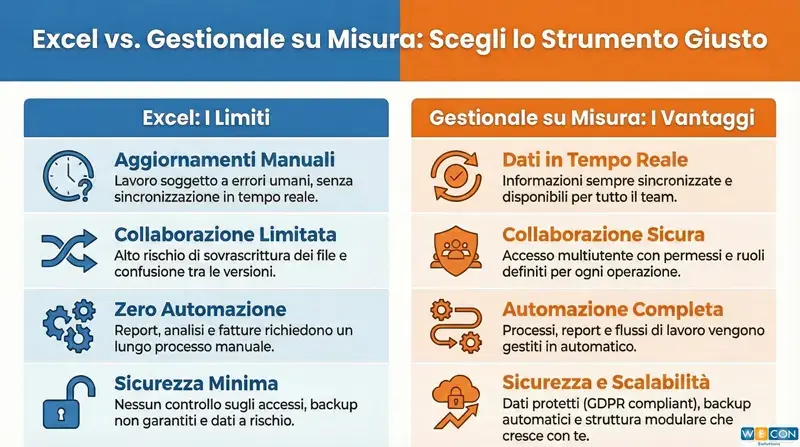 Infografica: Confronto Excell Gestionale