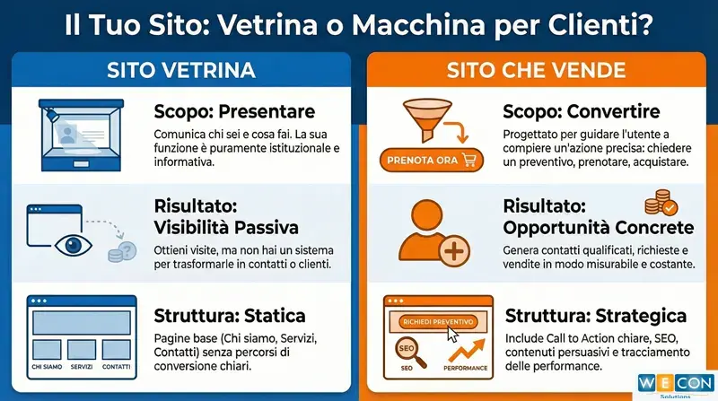 infografica sito vetrina vs sito che converte